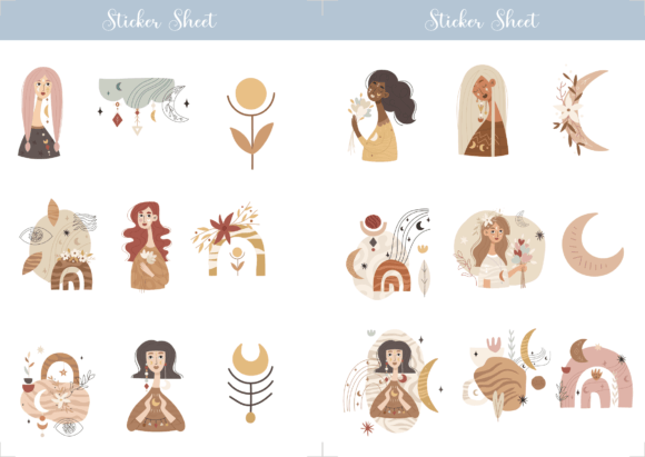 Boho Planner Sticker Sheet: Digital Design for Creatives