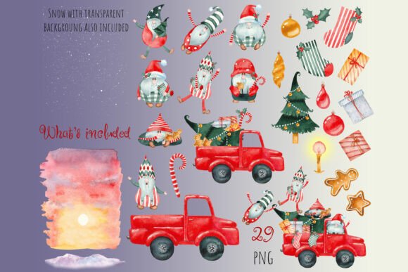 Christmas Truck Clipart FREE for POD