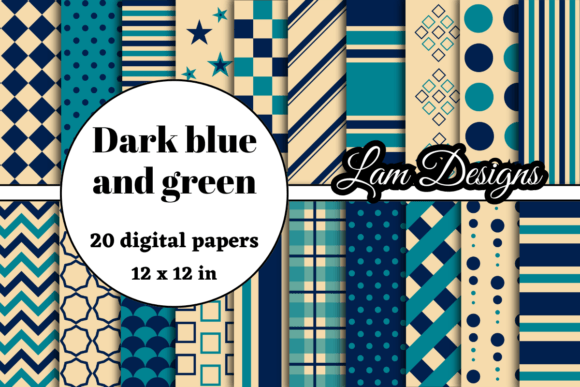 Dark Blue and Green Digital Papers