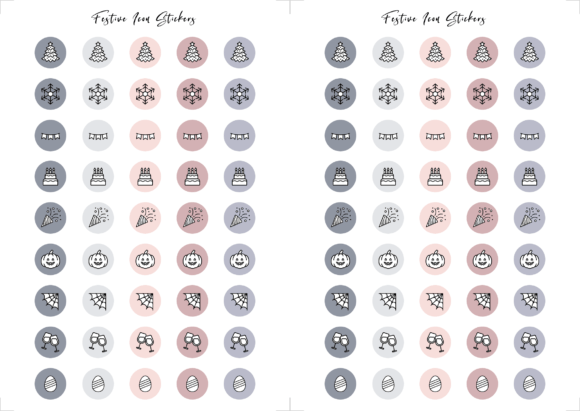 Festive Icon Stickers: Digital Assets for Creative Projects