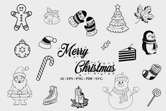 Merry Christmas Black White Cute Design