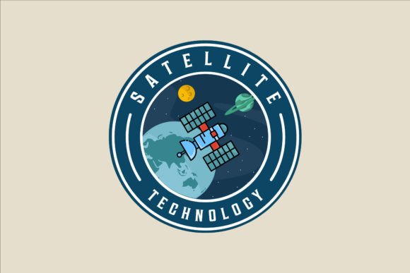 Space Satellite Emblem Logo Design
