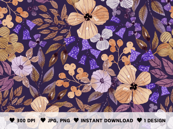 Watercolor Floral Dark Pattern