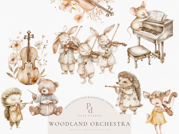 Woodland Orchestra Clipart Bundle